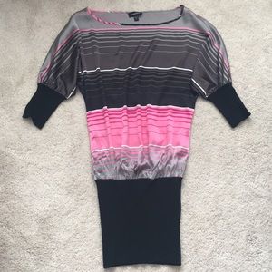 Bebe striped dolman sleeve silk mini dress XS